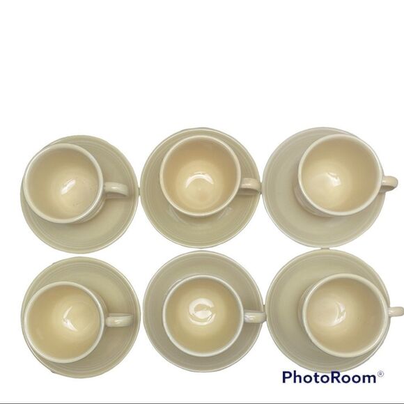 Homer Laughlin Fiesta Ware YELLOW Flat Tea Coffee Cup and Saucer Set Lot - Picture 2 of 11